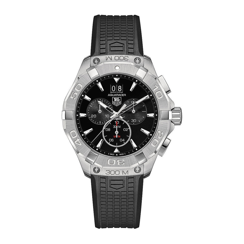 Tag Heuer Aquaracer Chronograph Black Dial Black Rubber Strap Watch for Men - CAY1110.FT6041 Buy Now By Tag Heuer