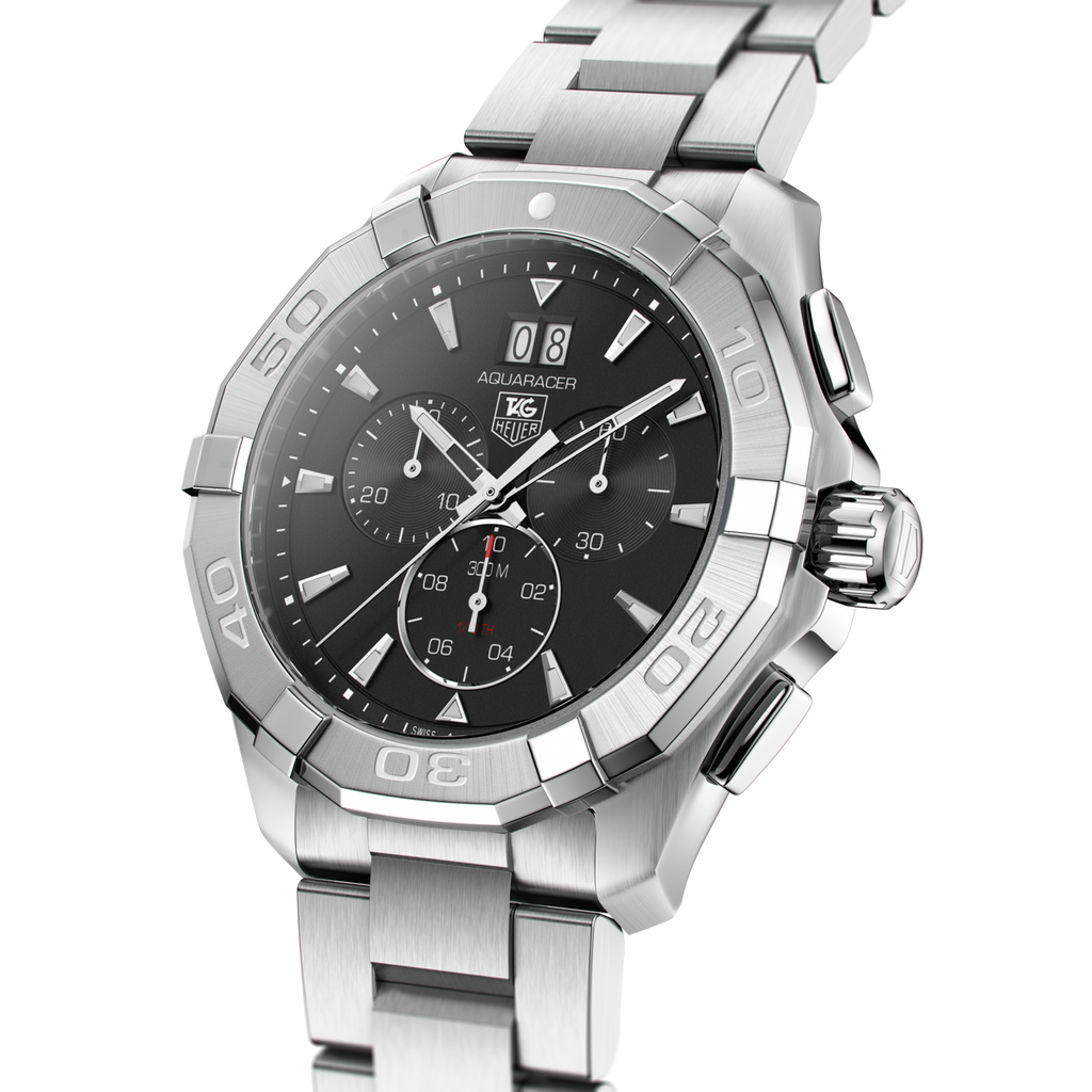 Tag Heuer Aquaracer Chronograph Black Dial Silver Steel Strap Watch for Men - CAY1110.BA0927 Buy Now By Tag Heuer