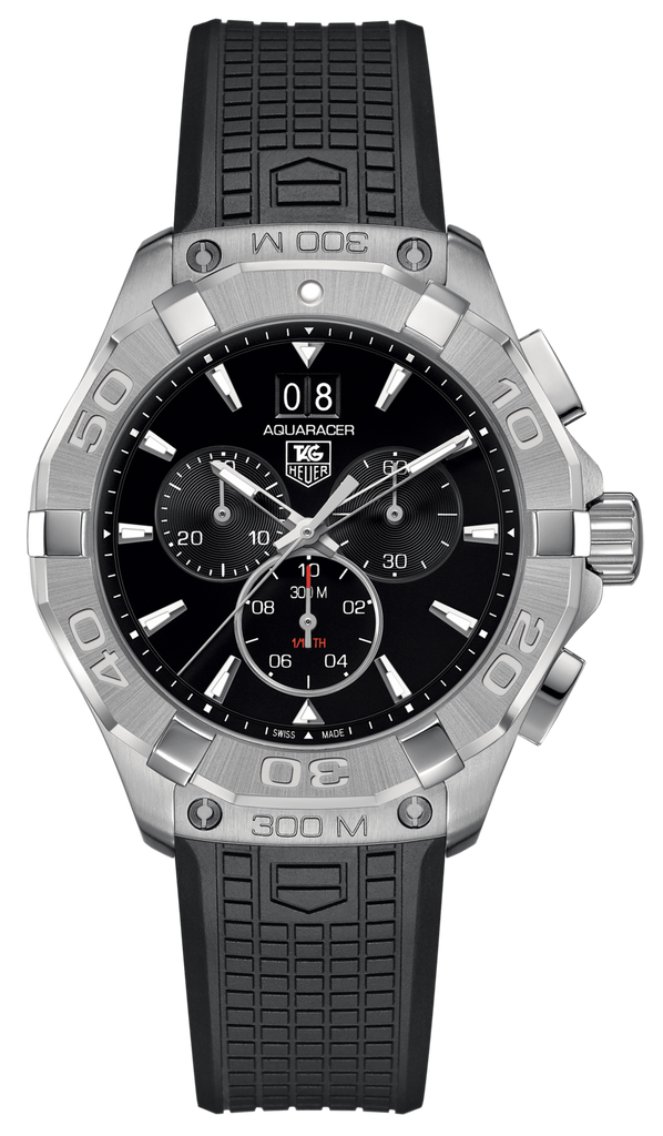 Tag Heuer Aquaracer Chronograph Black Dial Black Rubber Strap Watch for Men - CAY1110.FT6041 Buy Now By Tag Heuer