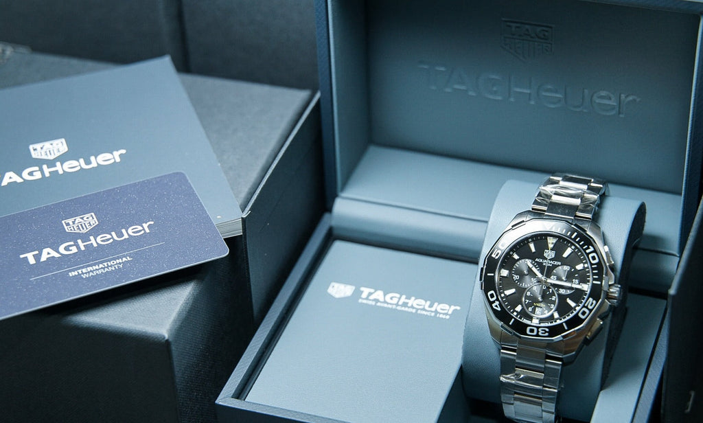 Tag Heuer Aquaracer Quartz Chronograph Black Dial Silver Steel Strap Watch for Men - CAY111A.BA0927 Buy Now By Tag Heuer