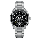Tag Heuer Aquaracer Quartz Chronograph Black Dial Silver Steel Strap Watch for Men - CAY111A.BA0927 Buy Now By Tag Heuer
