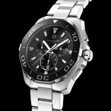 Tag Heuer Aquaracer Quartz Chronograph Black Dial Silver Steel Strap Watch for Men - CAY111A.BA0927 Buy Now By Tag Heuer