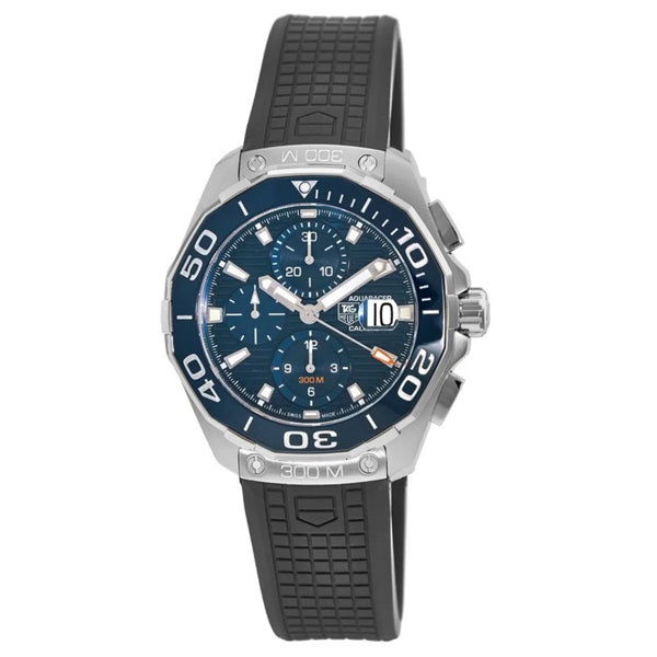 Tag Heuer Aquaracer Chronograph Blue Dial Black Rubber Strap Watch for Men - CAY111B.FT6041 Buy Now By Tag Heuer