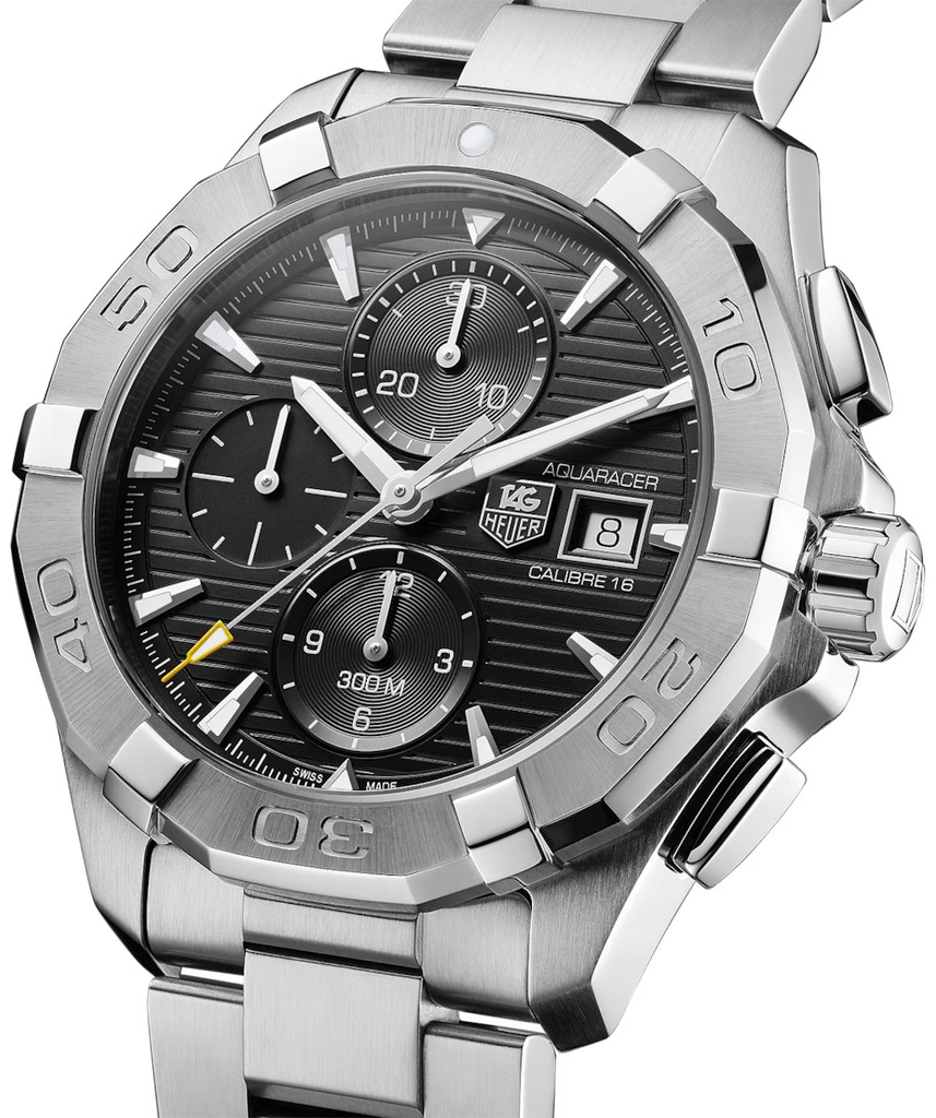 Tag Heuer Aquaracer Automatic Chronograph Black Dial Silver Steel Strap Watch for Men - CAY2110.BA0927 Buy Now By Tag Heuer