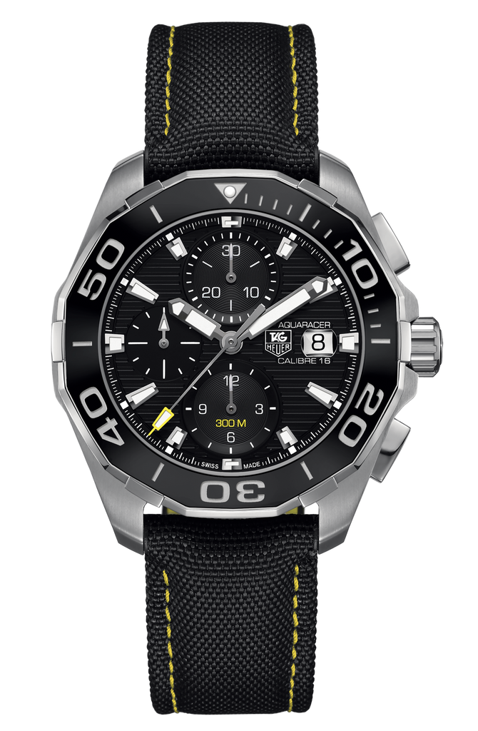 Tag Heuer Aquaracer Automatic Chronograph Black Dial Black Nylon Strap Watch for Men - CAY211A.FC6361 Buy Now By Tag Heuer