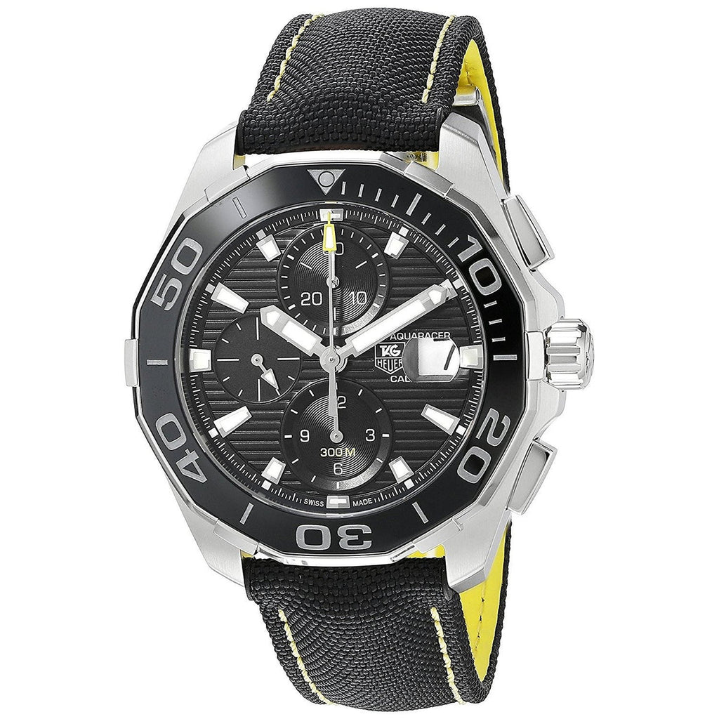 Tag Heuer Aquaracer Automatic Chronograph Black Dial Black Nylon Strap Watch for Men - CAY211A.FC6361 Buy Now By Tag Heuer