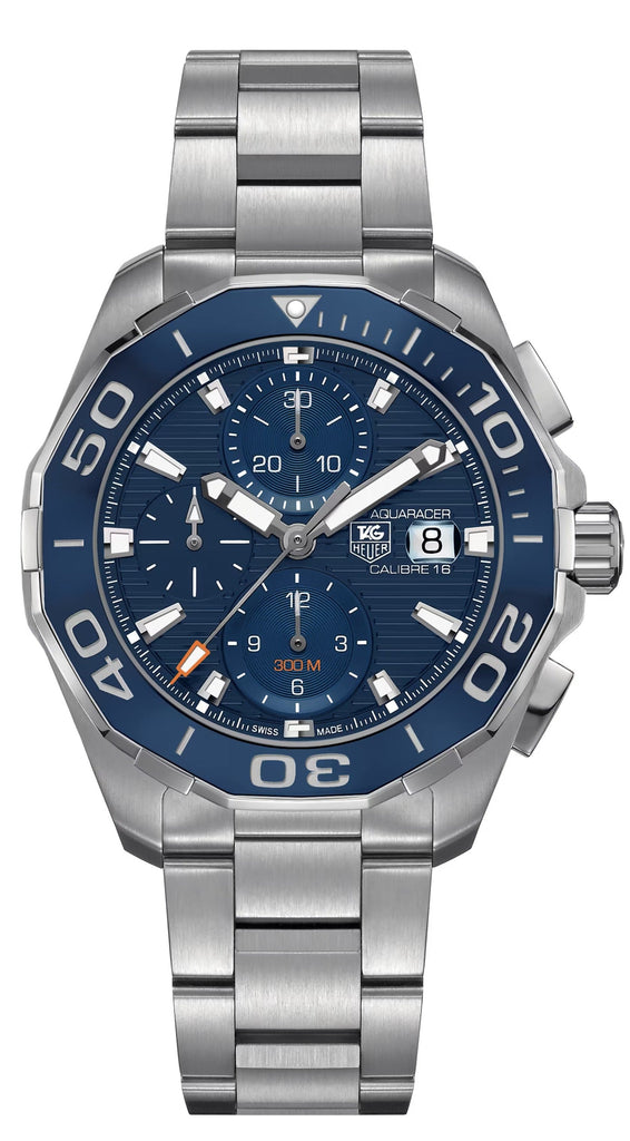 Tag Heuer Aquaracer Calibre 16 43mm Blue Dial Silver Steel Strap Watch for Men - CAY211B.BA0927 Buy Now By Tag Heuer