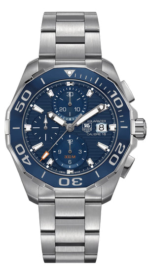 Tag Heuer Aquaracer Calibre 16 43mm Blue Dial Silver Steel Strap Watch for Men - CAY211B.BA0927 Buy Now By Tag Heuer