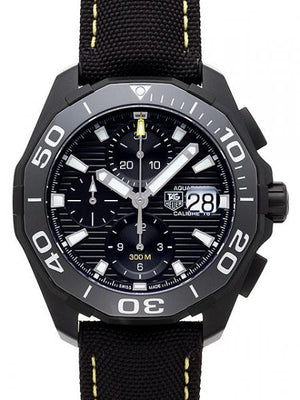 Tag Heuer Aquaracer Chronograph PVD Black Dial Black Nylon Strap Watch for Men - CAY218A.FC6361 Buy Now By Tag Heuer