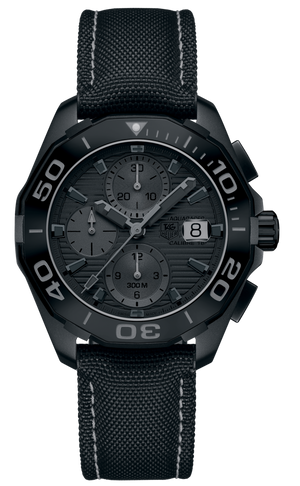Tag Heuer Aquaracer Automatic Chronograph Special Edition Titanium Grey Dial Black Leather Strap Watch for Men - CAY218B.FC6370 Buy Now By Tag Heuer