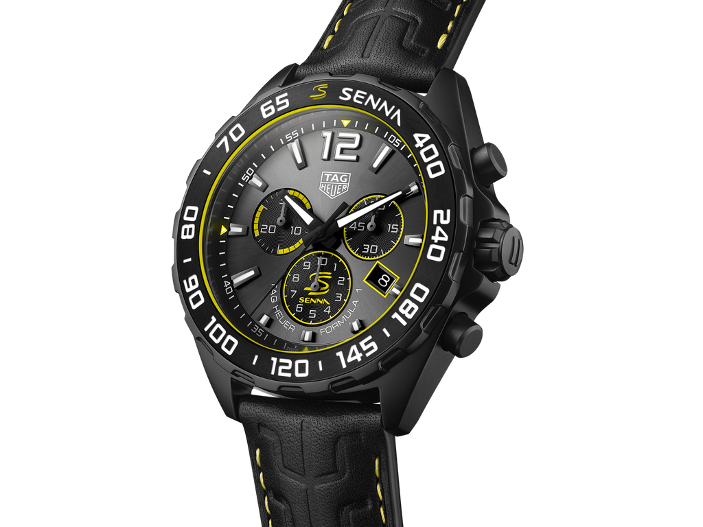 Tag Heuer Formula 1 Chronograph Senna Black Dial Black Leather Strap Watch for Men - CAZ101AJ.FC6487 Buy Now By Tag Heuer