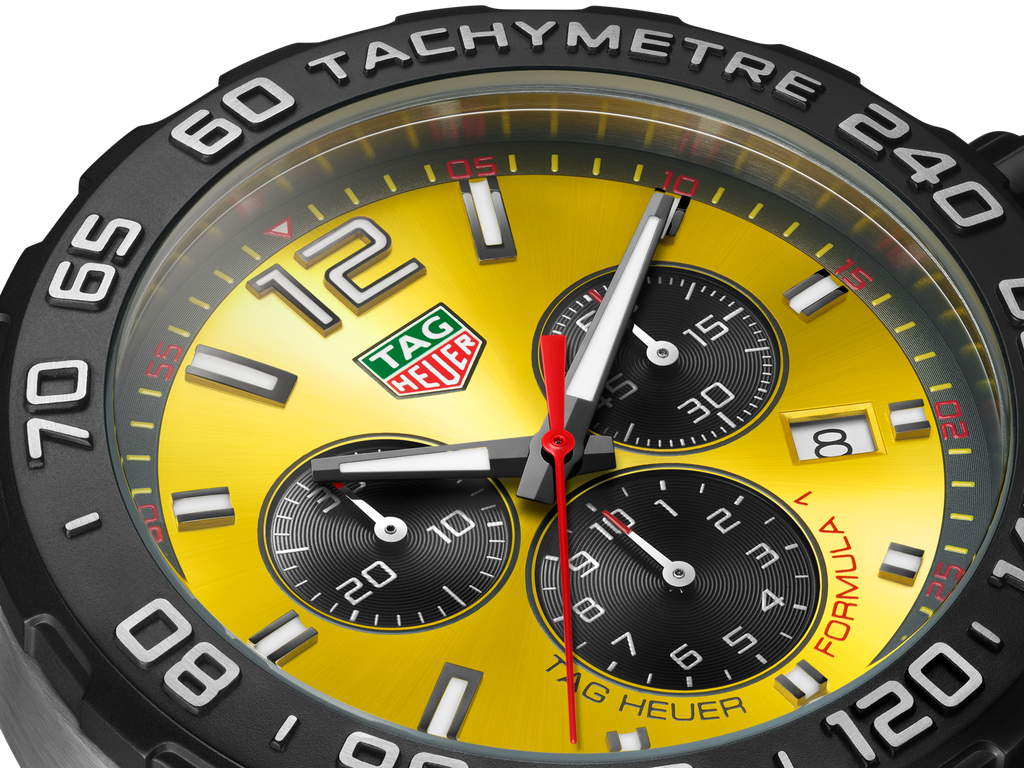 Tag Heuer Formula 1 Chronograph Yellow Dial Yellow Rubber Strap Watch for Men - CAZ101AM.FT8054 Buy Now By Tag Heuer