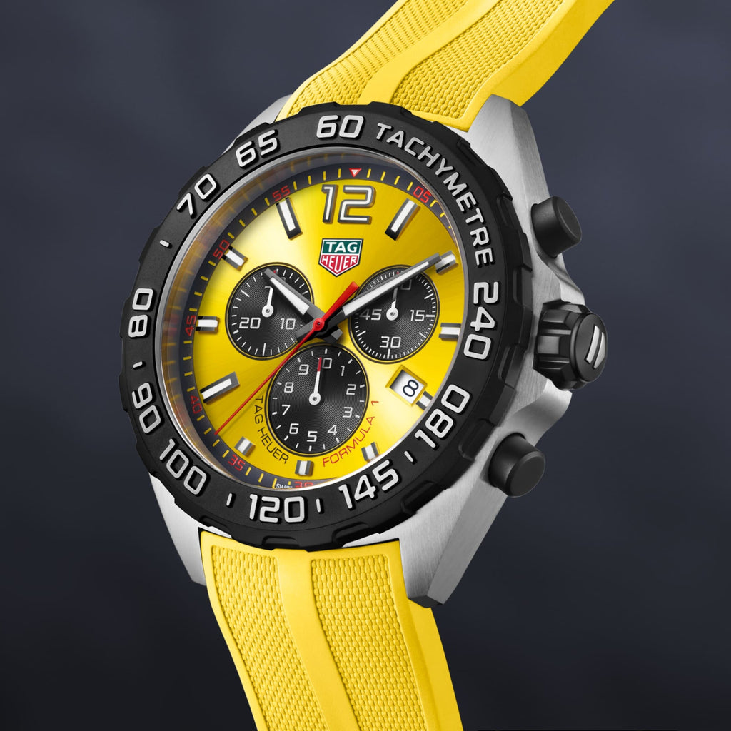 Tag Heuer Formula 1 Chronograph Yellow Dial Yellow Rubber Strap Watch for Men - CAZ101AM.FT8054 Buy Now By Tag Heuer