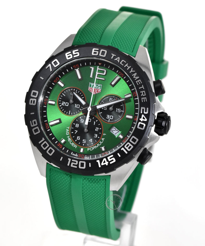 Tag Heuer Formula 1 Chronograph Green Dial Green Rubber Strap Watch for Men - CAZ101AP.FT8056 Buy Now By Tag Heuer