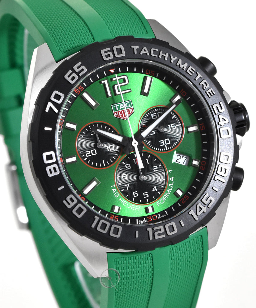 Tag Heuer Formula 1 Chronograph Green Dial Green Rubber Strap Watch for Men - CAZ101AP.FT8056 Buy Now By Tag Heuer
