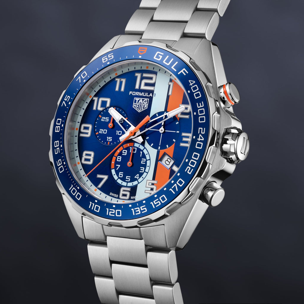 Tag Heuer Formula 1 Gulf Edition Chronograph Blue Dial Silver Steel Strap Watch for Men - CAZ101AT.BA0842 Buy Now By Tag Heuer