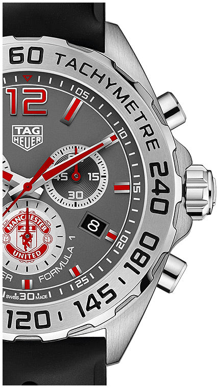 Tag Heuer Formula 1 Manchester United Special Edition Grey Dial Black Silicone Strap Watch for Men - CAZ101M.FT8024 Buy Now By Tag Heuer