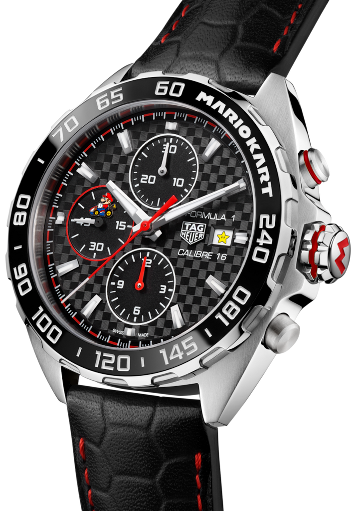 Tag Heuer Formula 1 Mario Kart Chronograph Black Dial Black Leather Strap Watch for Men - CAZ201E.FC6517 Buy Now By Tag Heuer
