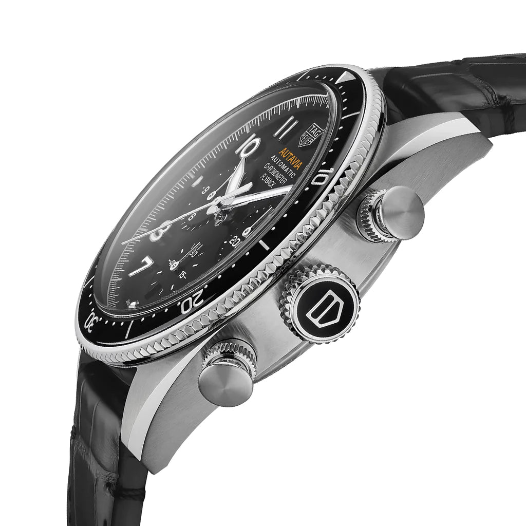 Tag Heuer Autavia Chronometer Flyback Automatic Chronograph Black Dial Black Leather Strap Watch for Men - CBE511A.FC8279 Buy Now By Tag Heuer