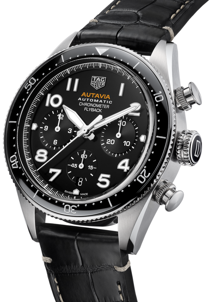 Tag Heuer Autavia Chronometer Flyback Automatic Chronograph Black Dial Black Leather Strap Watch for Men - CBE511A.FC8279 Buy Now By Tag Heuer