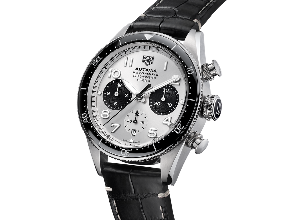 Tag Heuer Autavia Chronometer Flyback Chronograph Silver Dial Black Leather Strap Watch for Men - CBE511B.FC8279 Buy Now By Tag Heuer