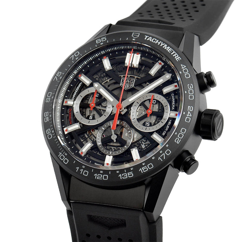 Tag Heuer Carrera Automatic Chronograph Black Dial Black Rubber Strap Watch for Men - CBG2A90.FT6173 Buy Now By Tag Heuer