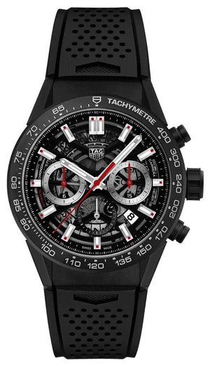Tag Heuer Carrera Chronograph Steel & Ceramic Black Dial Black Rubber Strap Watch for Men - CBG2090.FT6145 Buy Now By Tag Heuer