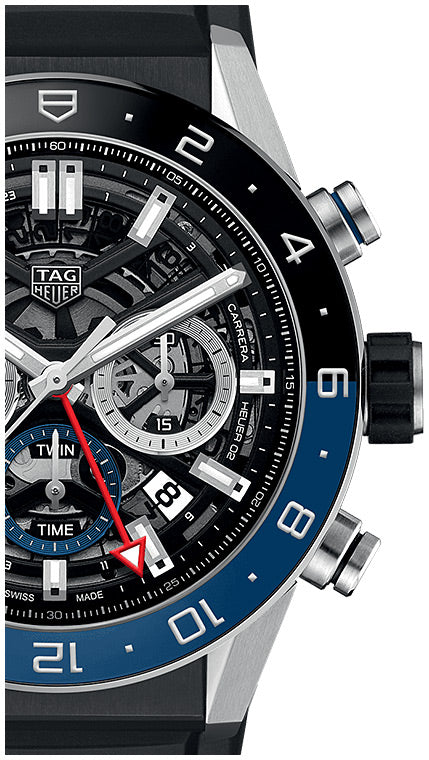 Tag Heuer Carrera Automatic Chronograph Steel & Ceramic Black Dial Black Rubber Strap Watch for Men - CBG2A1Z.FT6157 Buy Now By Tag Heuer