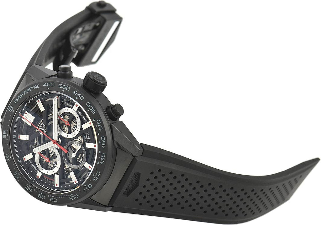 Tag Heuer Carrera Automatic Chronograph Black Dial Black Rubber Strap Watch for Men - CBG2A90.FT6173 Buy Now By Tag Heuer
