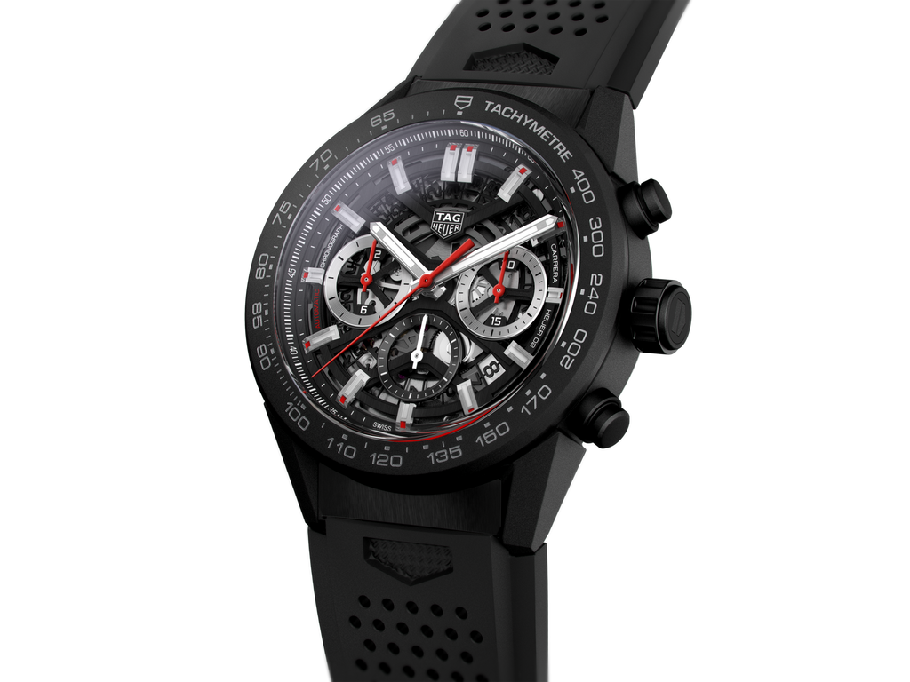 Tag Heuer Carrera Automatic Chronograph Black Dial Black Rubber Strap Watch for Men - CBG2A90.FT6173 Buy Now By Tag Heuer
