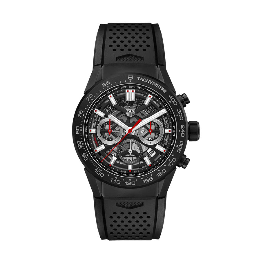 Tag Heuer Carrera Automatic Chronograph Black Dial Black Rubber Strap Watch for Men - CBG2A90.FT6173 Buy Now By Tag Heuer