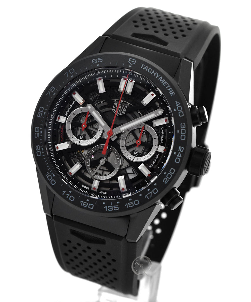 Tag Heuer Carrera Automatic Chronograph Black Dial Black Rubber Strap Watch for Men - CBG2A90.FT6173 Buy Now By Tag Heuer