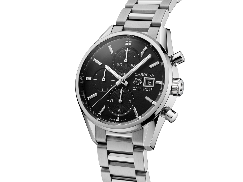 Tag Heuer Carrera Automatic Chronograph Black Dial Silver Steel Strap Watch for Men - CBK2110.BA0715 Buy Now By Tag Heuer
