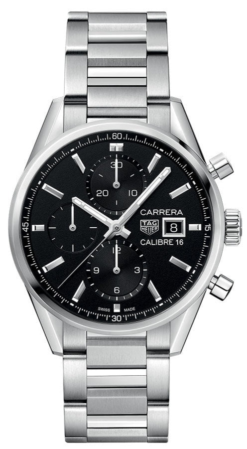 Tag Heuer Carrera Automatic Chronograph Black Dial Silver Steel Strap Watch for Men - CBK2110.BA0715 Buy Now By Tag Heuer