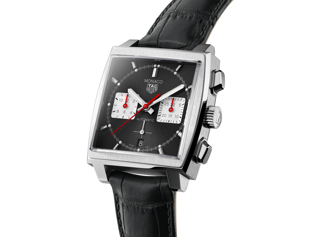 Tag Heuer Monaco Automatic Chronograph Black Dial Black Leather Strap Watch for Men - CBL2113.FC6177 Buy Now By Tag Heuer