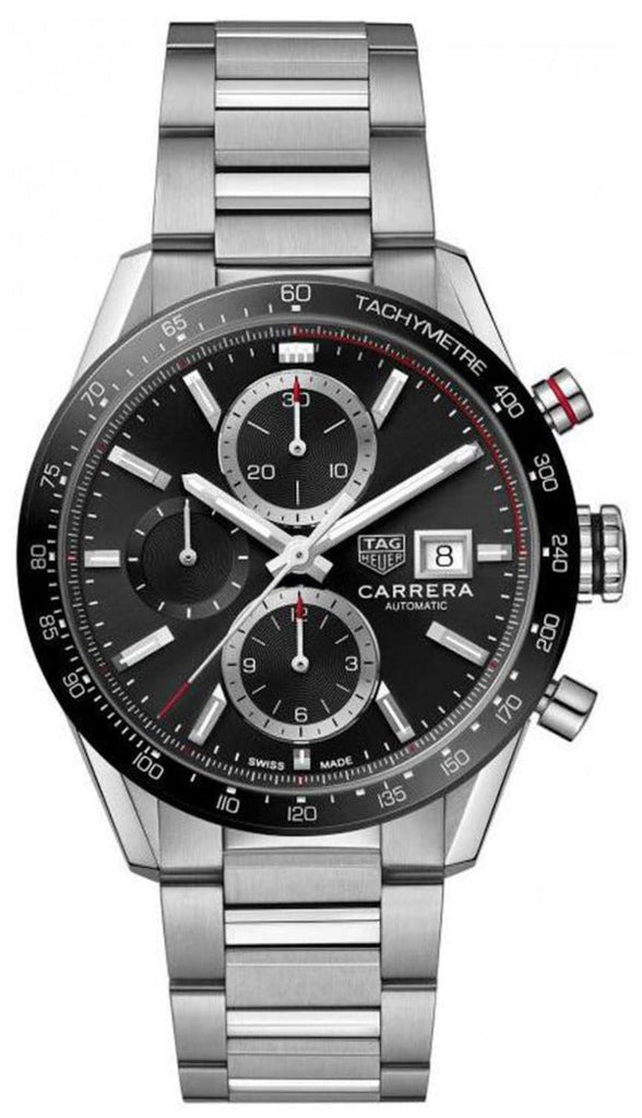 Tag Heuer Carrera Automatic Chronograph Black Dial Silver Steel Strap Watch for Men - CBM2110.BA0651 Buy Now By Tag Heuer