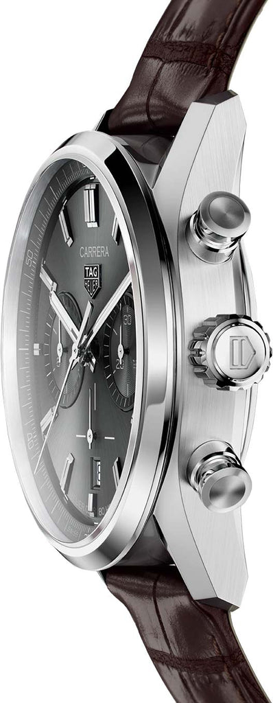 Tag Heuer Carrera Chronograph Grey Dial Brown Leather Strap Watch for Men - CBN2012.FC6483 Buy Now By Tag Heuer