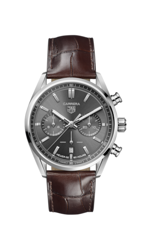 Tag Heuer Carrera Chronograph Grey Dial Brown Leather Strap Watch for Men - CBN2012.FC6483 Buy Now By Tag Heuer