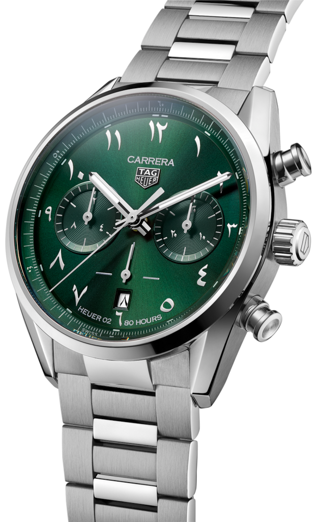 Tag Heuer Carrera Automatic Chronograph Limited Edition Green Dial Silver Steel Strap Watch for Men - CBN2014.EB0240 Buy Now By Tag Heuer