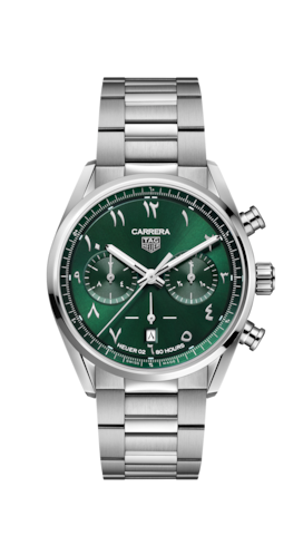 Tag Heuer Carrera Automatic Chronograph Limited Edition Green Dial Silver Steel Strap Watch for Men - CBN2014.EB0240 Buy Now By Tag Heuer