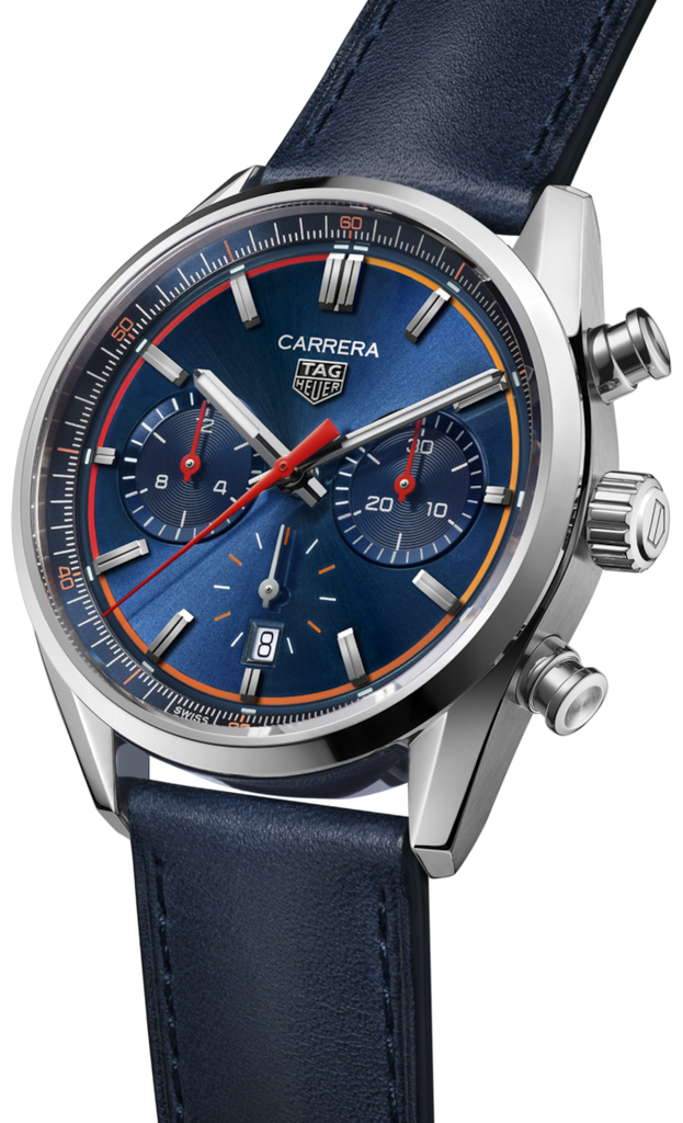 Tag Heuer Carrera Chronograph Blue Dial Blue Leather Strap Watch for Men - CBN201D.FC6543 Buy Now By Tag Heuer