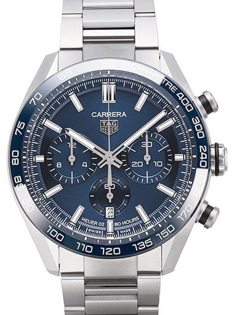 Tag Heuer Carrera Chronograph Blue Dial Silver Steel Strap Watch for Men - CBN2A1A.BA0643 Buy Now By Tag Heuer