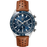 Tag Heuer Carrera Automatic Chronograph Blue Dial Brown Leather Strap Watch for Men - CBN2A1A.FC6537 Buy Now By Tag Heuer