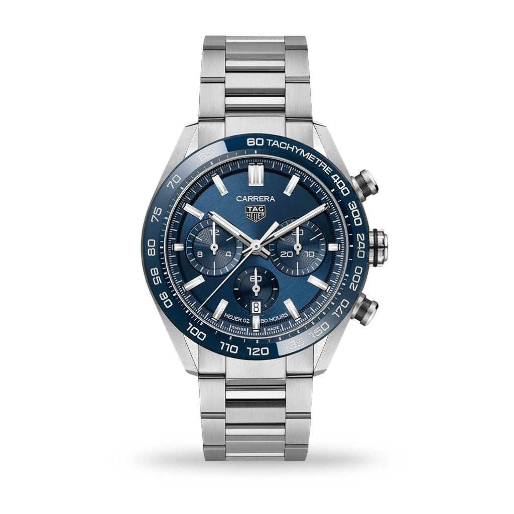 Tag Heuer Carrera Chronograph Blue Dial Silver Steel Strap Watch for Men - CBN2A1A.BA0643 Buy Now By Tag Heuer