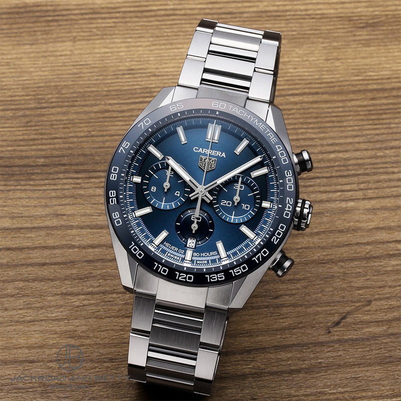 Tag Heuer Carrera Chronograph Blue Dial Silver Steel Strap Watch for Men - CBN2A1A.BA0643