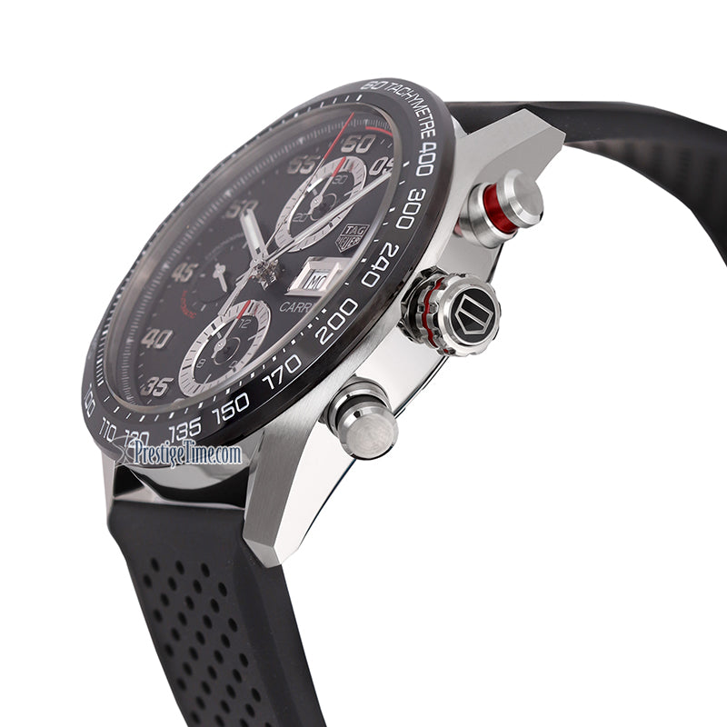 Tag Heuer Carrera Chronograph Black Dial Black Rubber Strap Watch for Men - CBN2A1AA.FT6228 Buy Now By Tag Heuer