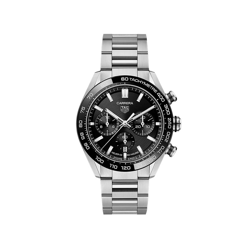 Tag Heuer Carrera Automatic Chronograph Black Dial Silver Steel Strap Watch for Men - CBN2A1B.BA0643 Buy Now By Tag Heuer
