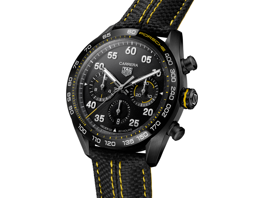 Tag Heuer Carrera x Porsche Automatic Chronograph Black Dial Black Nylon Strap Watch for Men - CBN2A1H.FC6512 Buy Now By Tag Heuer