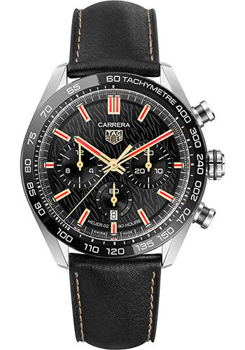 Tag Heuer Carrera Year of The Rabbit Automatic Chronograph Black Dial Black Leather Strap Watch for Men - CBN2A1L.FC6521 Buy Now By Tag Heuer