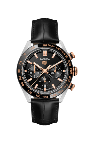 Tag Heuer Carrera Chronograph Black Dial Black Leather Strap Watch for Men - CBN2A5A.FC6481 Buy Now By Tag Heuer